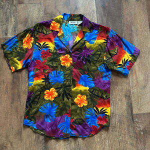 Women's Units Button Down Shirt Size S Multi-color